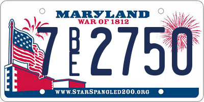 MD license plate 7BE2750