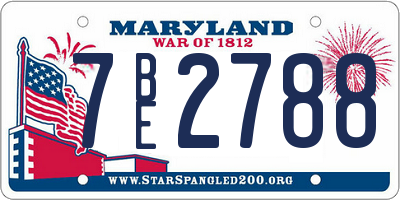 MD license plate 7BE2788