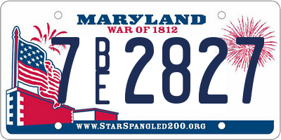 MD license plate 7BE2827