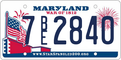 MD license plate 7BE2840
