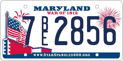 MD license plate 7BE2856