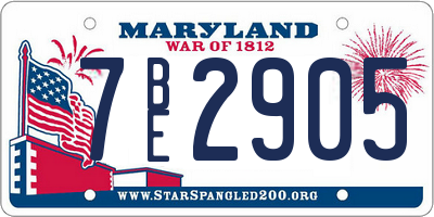 MD license plate 7BE2905