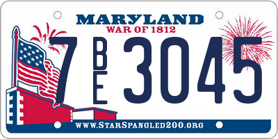 MD license plate 7BE3045