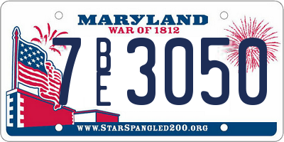 MD license plate 7BE3050
