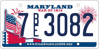 MD license plate 7BE3082