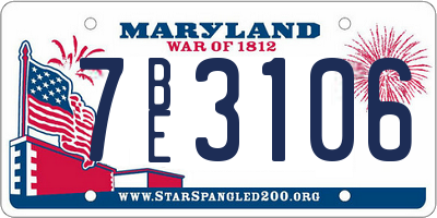 MD license plate 7BE3106