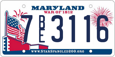 MD license plate 7BE3116