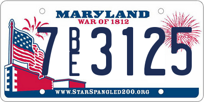 MD license plate 7BE3125