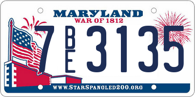 MD license plate 7BE3135