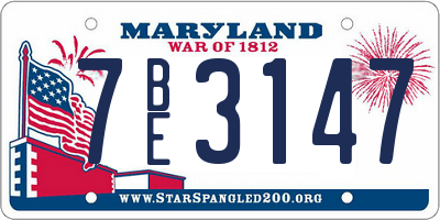 MD license plate 7BE3147