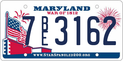 MD license plate 7BE3162