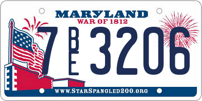 MD license plate 7BE3206