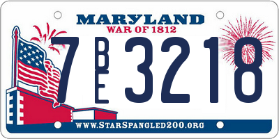 MD license plate 7BE3218