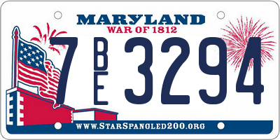 MD license plate 7BE3294