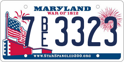 MD license plate 7BE3323