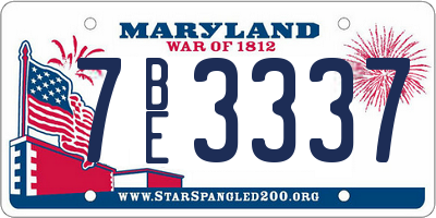 MD license plate 7BE3337