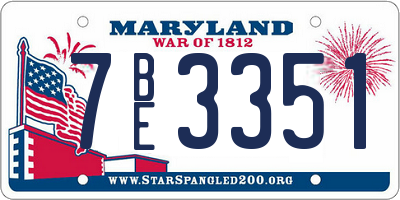 MD license plate 7BE3351
