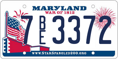 MD license plate 7BE3372