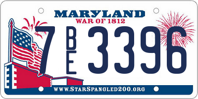 MD license plate 7BE3396