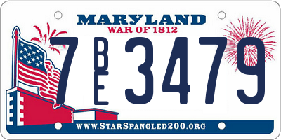 MD license plate 7BE3479