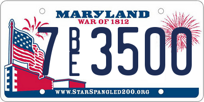 MD license plate 7BE3500