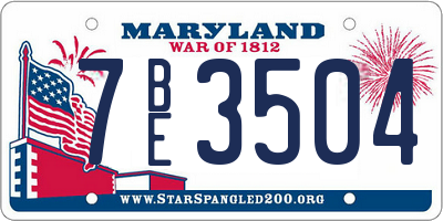 MD license plate 7BE3504