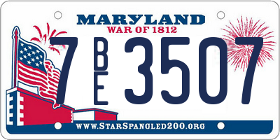 MD license plate 7BE3507