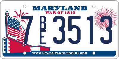 MD license plate 7BE3513