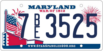 MD license plate 7BE3525