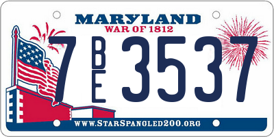 MD license plate 7BE3537