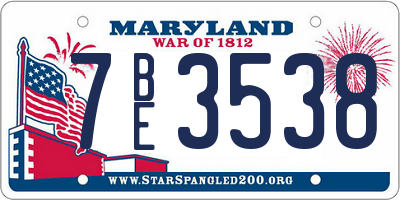 MD license plate 7BE3538