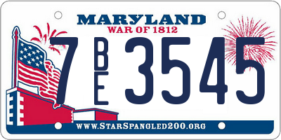 MD license plate 7BE3545