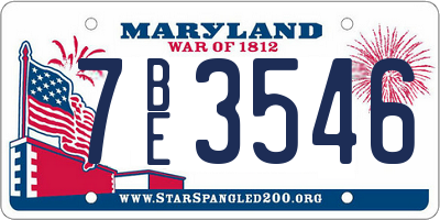 MD license plate 7BE3546