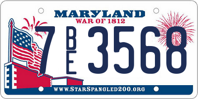 MD license plate 7BE3568