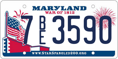 MD license plate 7BE3590