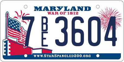 MD license plate 7BE3604
