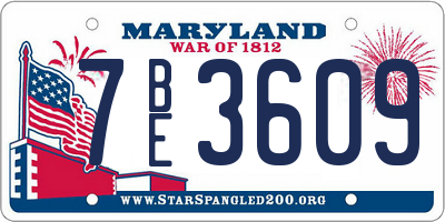 MD license plate 7BE3609