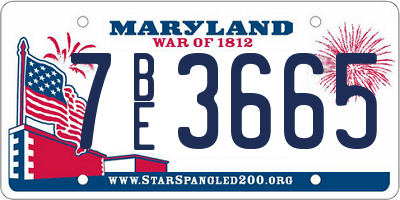 MD license plate 7BE3665