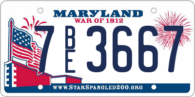 MD license plate 7BE3667