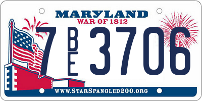 MD license plate 7BE3706