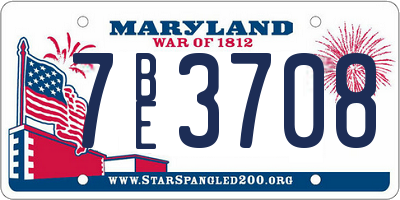 MD license plate 7BE3708