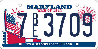 MD license plate 7BE3709