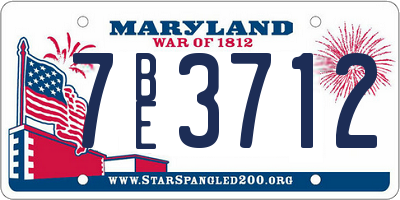 MD license plate 7BE3712