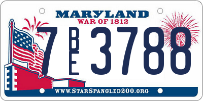 MD license plate 7BE3788