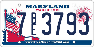 MD license plate 7BE3793