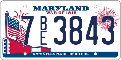 MD license plate 7BE3843