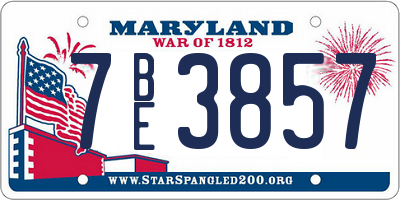 MD license plate 7BE3857