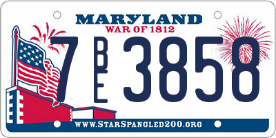 MD license plate 7BE3858