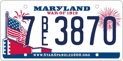 MD license plate 7BE3870