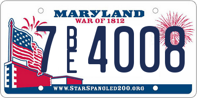 MD license plate 7BE4008